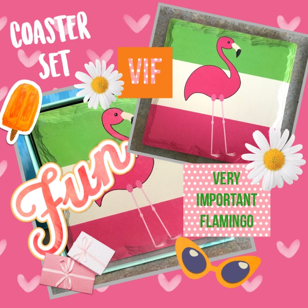 Flamingo Coaster Set
